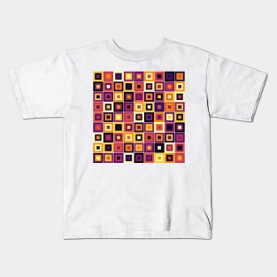 Abstract Square Geometric | Pop Fashion Modern Fusion Regular Black Red Yellow Kids T-Shirt